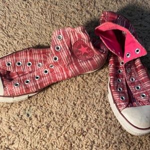 High top converse pink and white